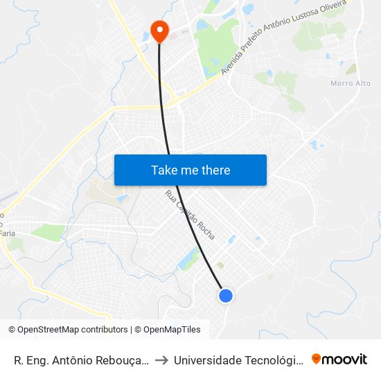 R. Eng. Antônio Rebouças (Escola Santa Cruz) to Universidade Tecnológica Federal Do Paraná map