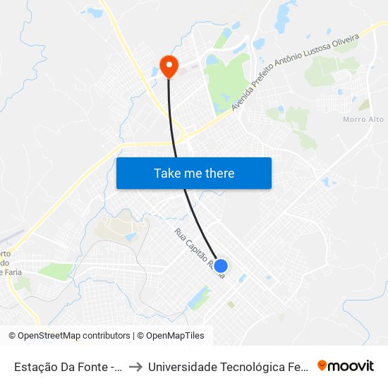 Estação Da Fonte - Embarque to Universidade Tecnológica Federal Do Paraná map