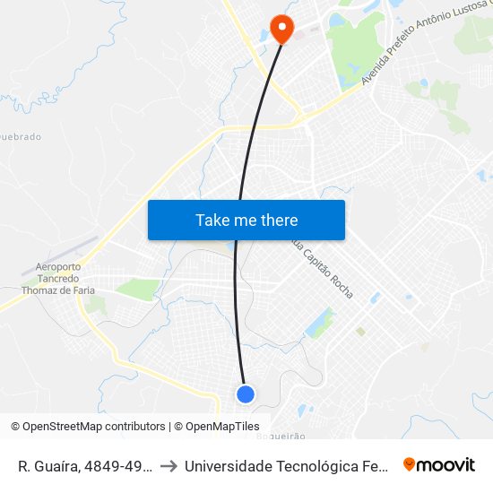 R. Guaíra, 4849-4931 (Aabb) to Universidade Tecnológica Federal Do Paraná map