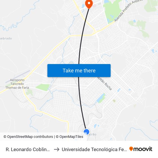 R. Leonardo Coblinski, 881-979 to Universidade Tecnológica Federal Do Paraná map