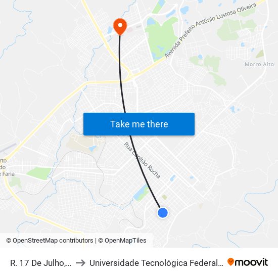 R. 17 De Julho, 1943 to Universidade Tecnológica Federal Do Paraná map