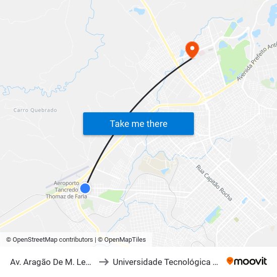 Av. Aragão De M. Leão, 3600-3694 to Universidade Tecnológica Federal Do Paraná map