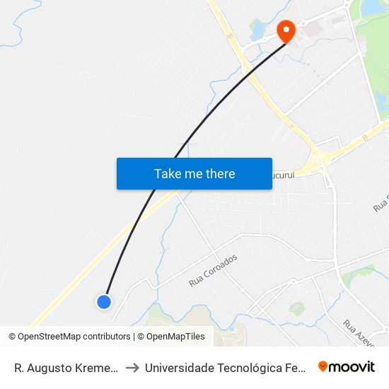 R. Augusto Kremer, 165-221 to Universidade Tecnológica Federal Do Paraná map