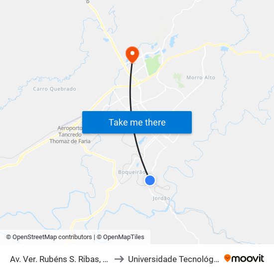 Av. Ver. Rubéns S. Ribas, 3160 (Serra Do Jordão) to Universidade Tecnológica Federal Do Paraná map