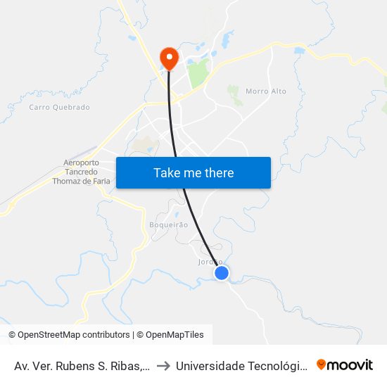 Av. Ver. Rubens S. Ribas, 75-237 (Pq. Jordão) to Universidade Tecnológica Federal Do Paraná map