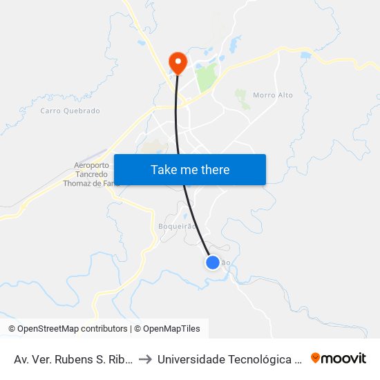 Av. Ver. Rubens S. Ribas, 6521-6653 to Universidade Tecnológica Federal Do Paraná map