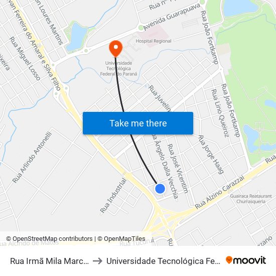 Rua Irmã Mila Marcondes, 200 to Universidade Tecnológica Federal Do Paraná map