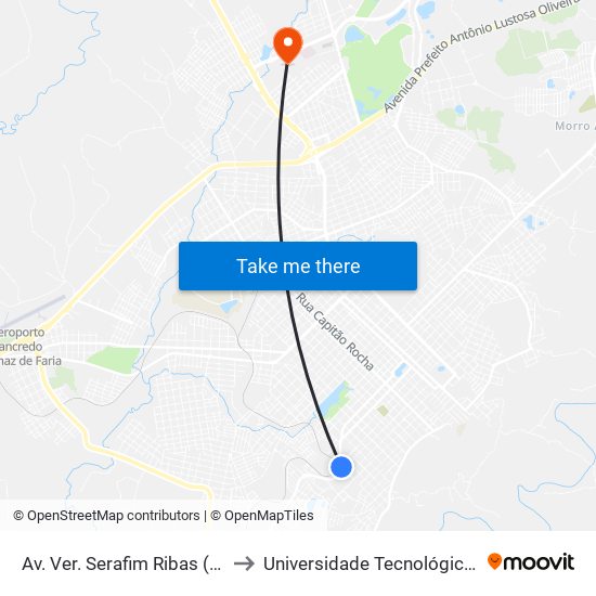 Av. Ver. Serafim Ribas (Guaíra Campestre) to Universidade Tecnológica Federal Do Paraná map