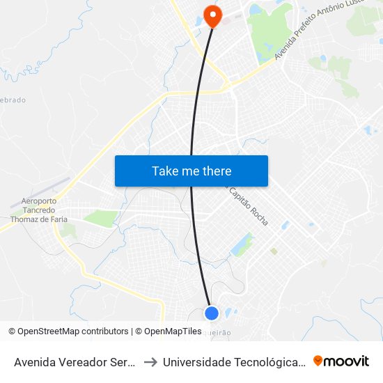 Avenida Vereador Serafim Ribas, 2635 to Universidade Tecnológica Federal Do Paraná map