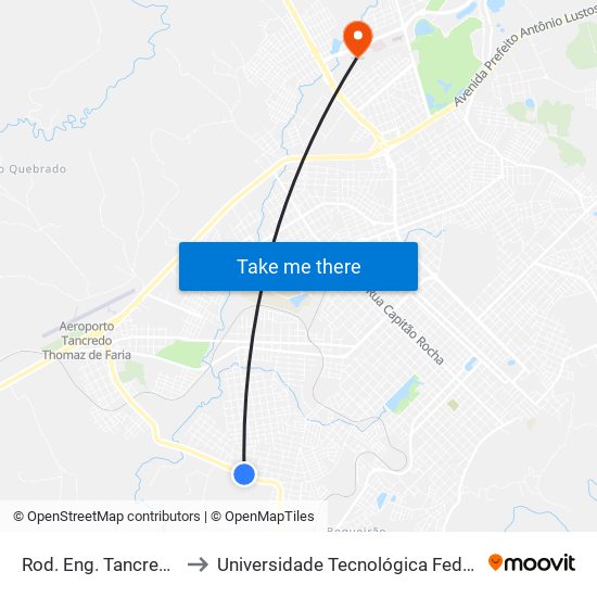 Rod. Eng. Tancredo Benghi to Universidade Tecnológica Federal Do Paraná map