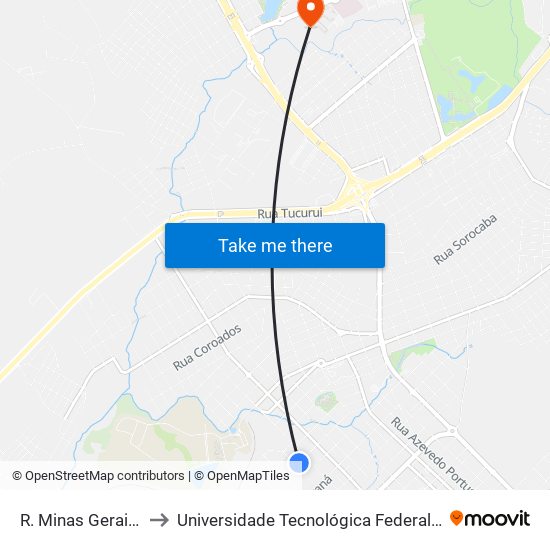 R. Minas Gerais, 825 to Universidade Tecnológica Federal Do Paraná map