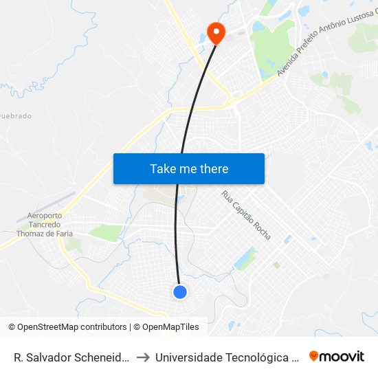 R. Salvador Scheneider (Viga Forte) to Universidade Tecnológica Federal Do Paraná map