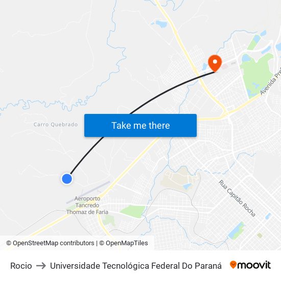 Rocio to Universidade Tecnológica Federal Do Paraná map