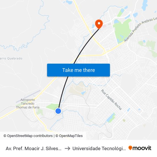 Av. Pref. Moacir J. Silvestre (Viaduto Ferroeste) to Universidade Tecnológica Federal Do Paraná map