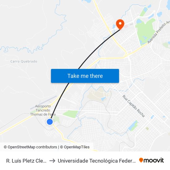 R. Luís Pletz Cleve, 184 to Universidade Tecnológica Federal Do Paraná map