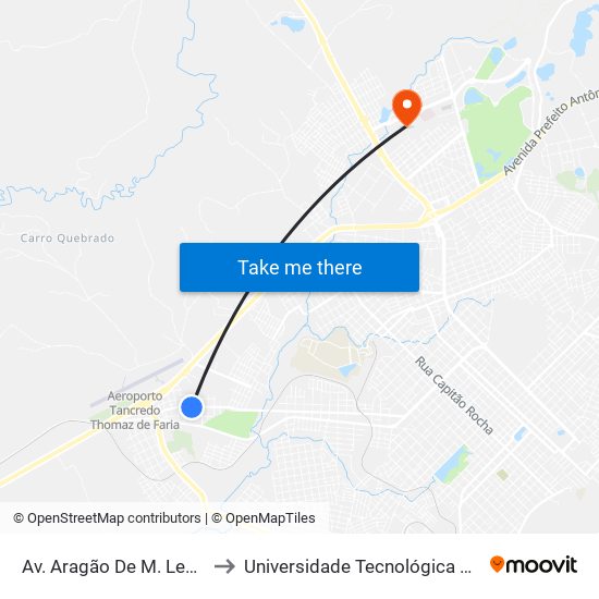 Av. Aragão De M. Leão, 3291-3385 to Universidade Tecnológica Federal Do Paraná map