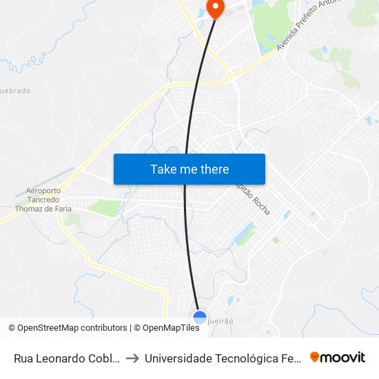 Rua Leonardo Coblinski, 2051 to Universidade Tecnológica Federal Do Paraná map