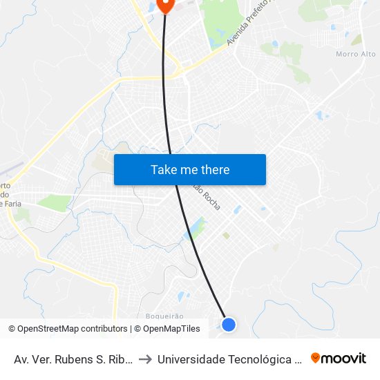 Av. Ver. Rubens S. Ribas, 3999-4059 to Universidade Tecnológica Federal Do Paraná map