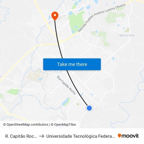 R. Capitão Rocha, 90 to Universidade Tecnológica Federal Do Paraná map