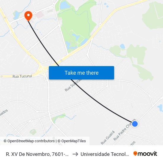 R. XV De Novembro, 7601-7663 (Dacorégio Automotivo) to Universidade Tecnológica Federal Do Paraná map