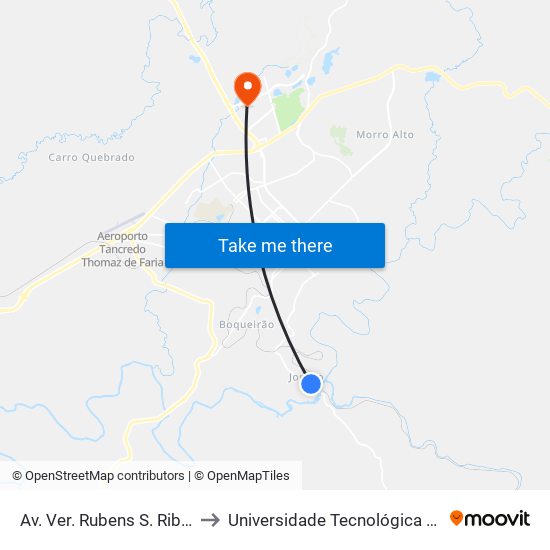 Av. Ver. Rubens S. Ribas, 5330-5416 to Universidade Tecnológica Federal Do Paraná map