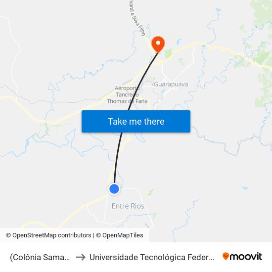 (Colônia Samambaia) to Universidade Tecnológica Federal Do Paraná map