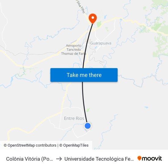 Colônia Vitória (Posto Vitória) to Universidade Tecnológica Federal Do Paraná map