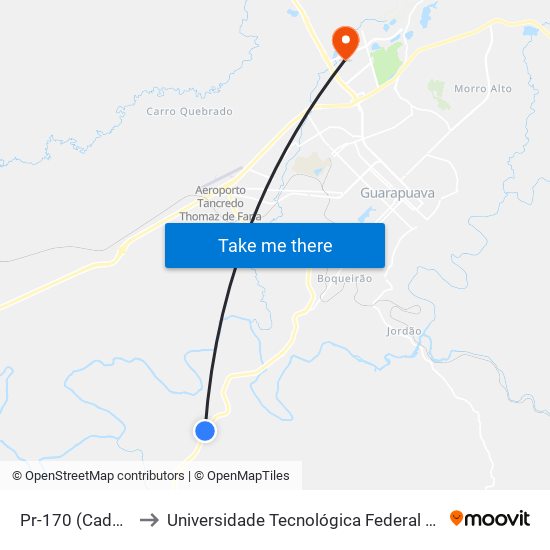 Pr-170 (Cadeado) to Universidade Tecnológica Federal Do Paraná map