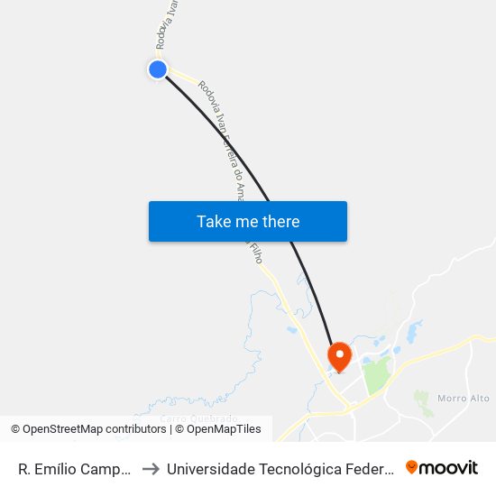 R. Emílio Campos, 175 to Universidade Tecnológica Federal Do Paraná map