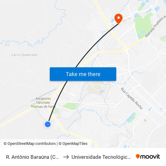 R. Antônio Baraúna (Campo De Futebol) to Universidade Tecnológica Federal Do Paraná map