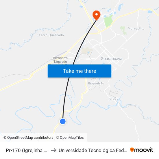 Pr-170 (Igrejinha São José) to Universidade Tecnológica Federal Do Paraná map