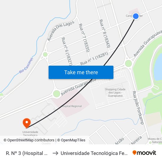 R. Nº 3 (Hospital Do Câncer) to Universidade Tecnológica Federal Do Paraná map