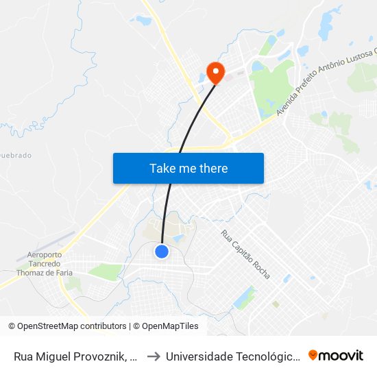Rua Miguel Provoznik, 445 (Santa Regina) to Universidade Tecnológica Federal Do Paraná map