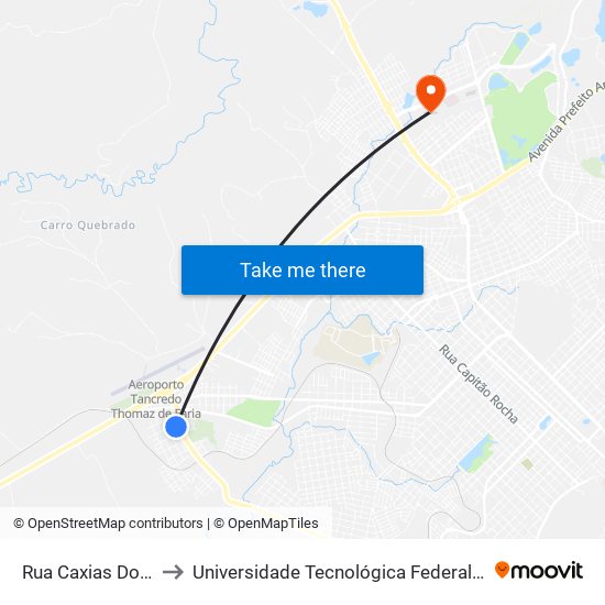 Rua Caxias Do Sul, 2 to Universidade Tecnológica Federal Do Paraná map