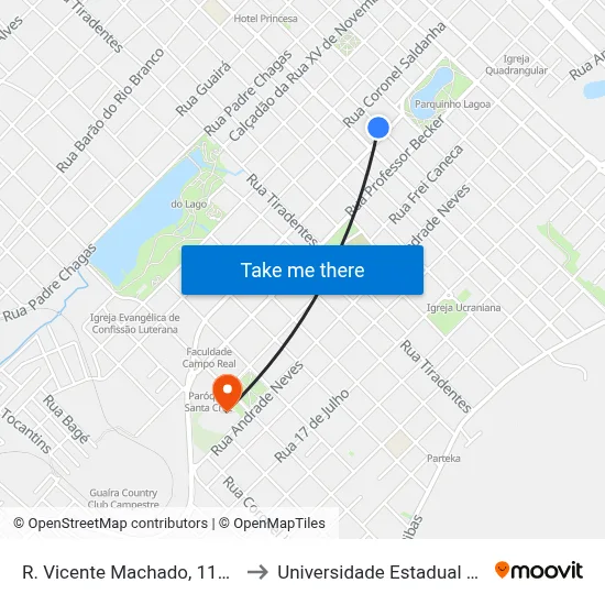 R. Vicente Machado, 1126 (Knn Idiomas) to Universidade Estadual Do Centro-Oeste map