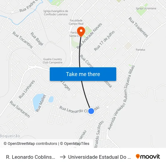 R. Leonardo Coblinski, 429-503 to Universidade Estadual Do Centro-Oeste map