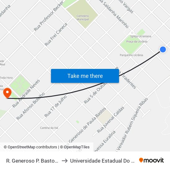 R. Generoso P. Bastos, 277-377 to Universidade Estadual Do Centro-Oeste map