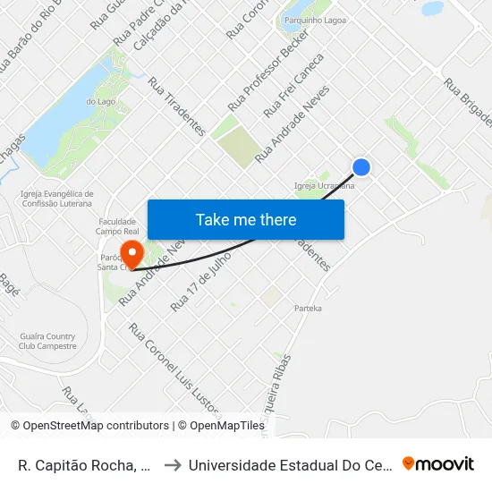 R. Capitão Rocha, 240-344 to Universidade Estadual Do Centro-Oeste map