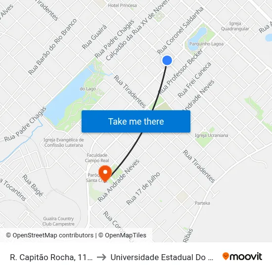 R. Capitão Rocha, 1132 (Sesc) to Universidade Estadual Do Centro-Oeste map