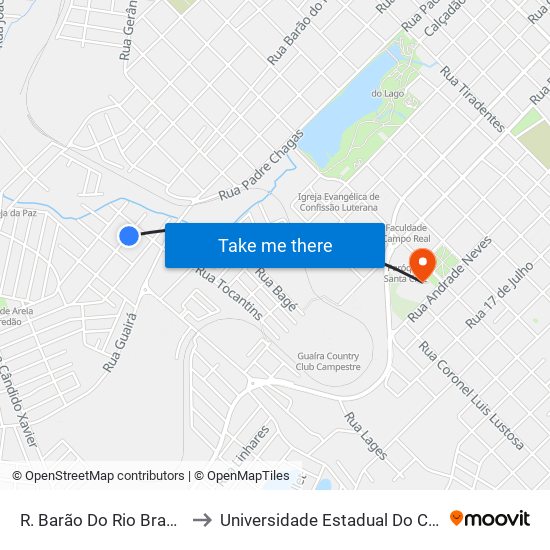 R. Barão Do Rio Branco, 2740 to Universidade Estadual Do Centro-Oeste map