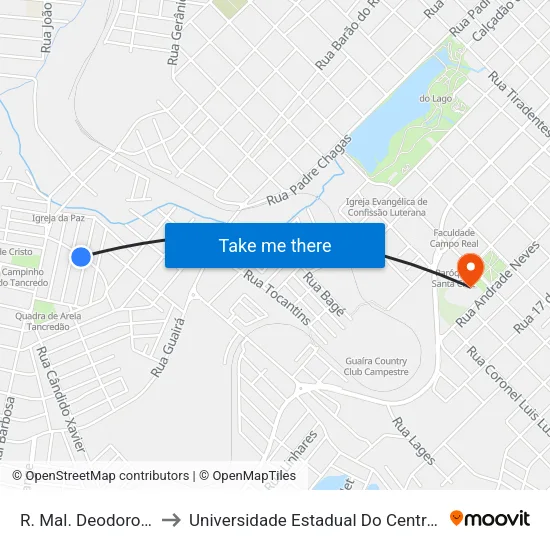 R. Mal. Deodoro, 524 to Universidade Estadual Do Centro-Oeste map