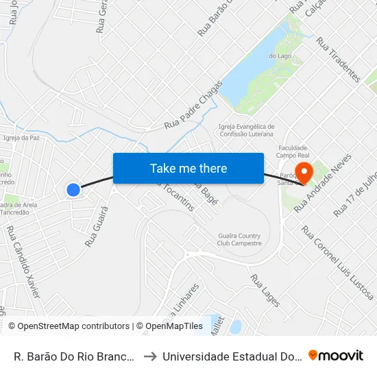 R. Barão Do Rio Branco, 2873-2917 to Universidade Estadual Do Centro-Oeste map