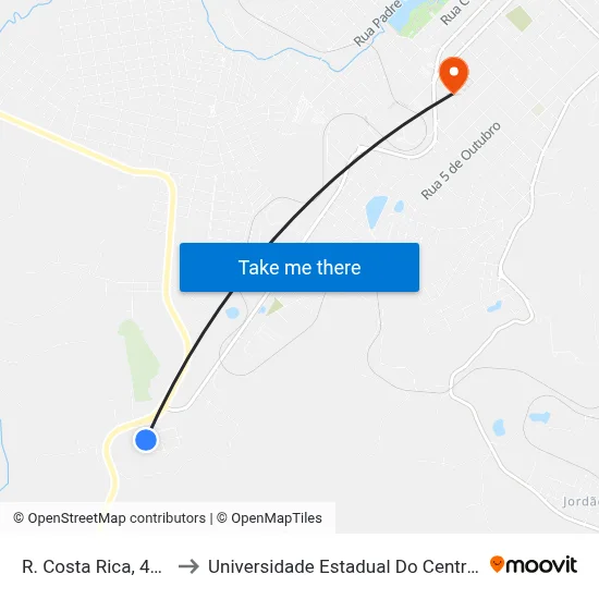R. Costa Rica, 42-122 to Universidade Estadual Do Centro-Oeste map