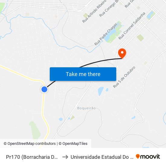 Pr170 (Borracharia Do Sebastião) to Universidade Estadual Do Centro-Oeste map