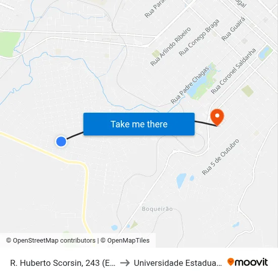 R. Huberto Scorsin, 243 (Esc. Mun. Hugo Rios) to Universidade Estadual Do Centro-Oeste map
