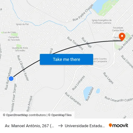 Av. Manoel Antônio, 267 (Emanna Eletromóveis) to Universidade Estadual Do Centro-Oeste map