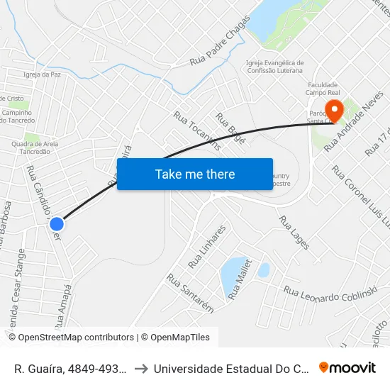 R. Guaíra, 4849-4931 (Aabb) to Universidade Estadual Do Centro-Oeste map