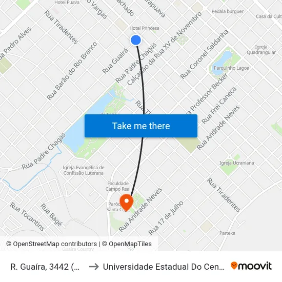 R. Guaíra, 3442 (Alfana) to Universidade Estadual Do Centro-Oeste map