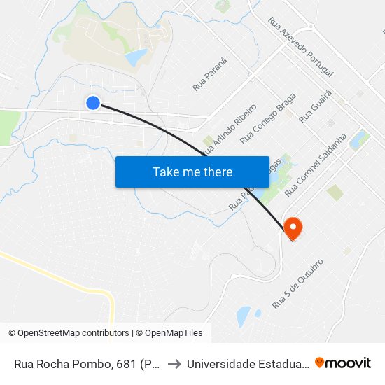 Rua Rocha Pombo, 681 (Paróquia Verbo Divíno) to Universidade Estadual Do Centro-Oeste map