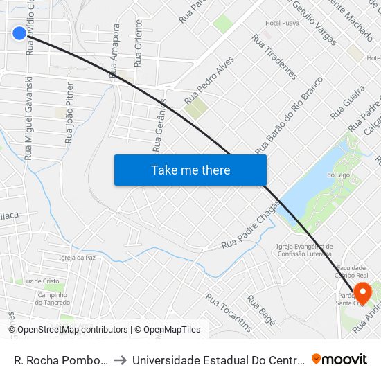 R. Rocha Pombo, 253 to Universidade Estadual Do Centro-Oeste map